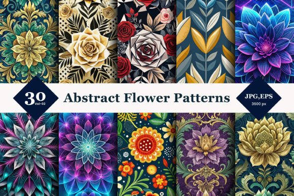 Abstract Flower Seamless Patterns 02: Modern Artistry for Creative Projects