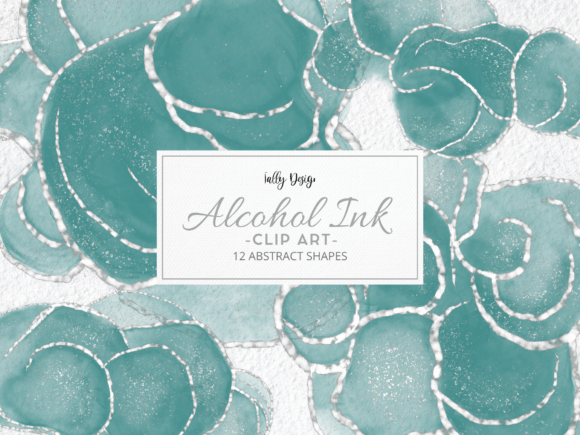 Aquamarine Alcohol Ink Foil Clip Art