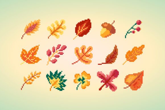 Autumn Pixel Leaves: A Nostalgic Collection for Digital Designers