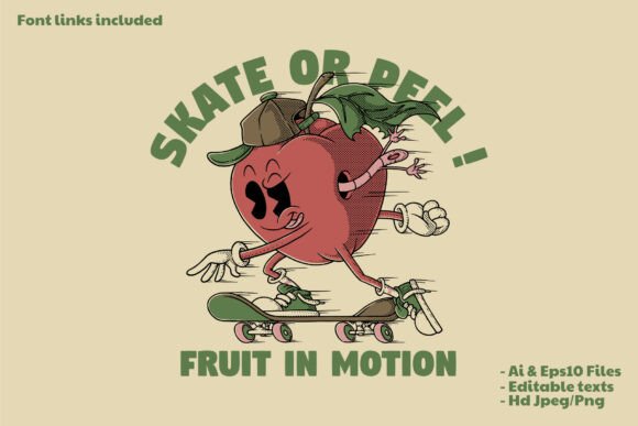 Fast-Skating Apple Retro Mascot: A Dynamic Branding Tool for Modern Creatives