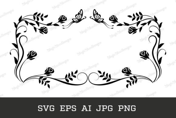 Floral Border Frame Roses Butterflies: A Versatile Design Asset for Creative and Commercial Projects