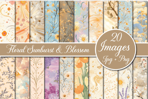 Floral Sunburst Blossom Digital Paper