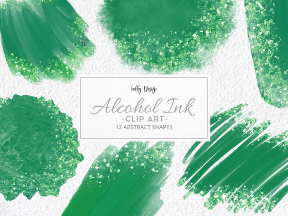 Green Alcohol Ink with Glitter Clip Art: A Creative Resource for Crafters and Designers