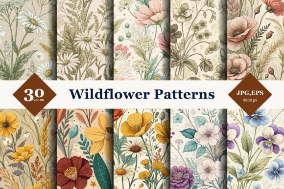 Wildflower Seamless Patterns 06: A Creative Resource for Designers and Makers